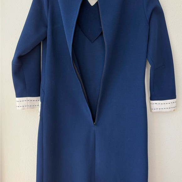 Julie Miller Vintage Chain Pocket Blue and White Vneck Dress 70’s - Picture 9 of 9